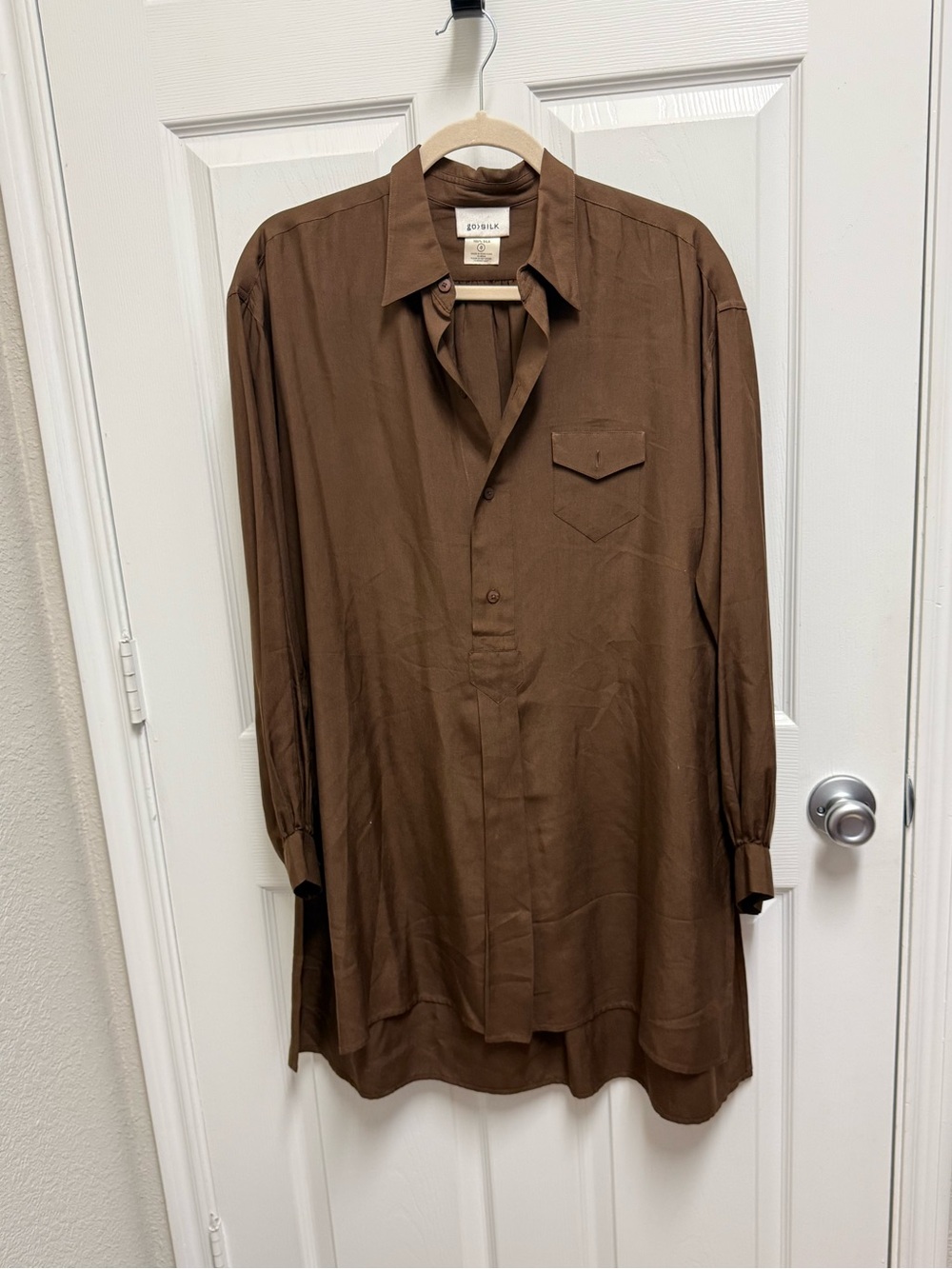 GoSilk Brown Button Front Dress
